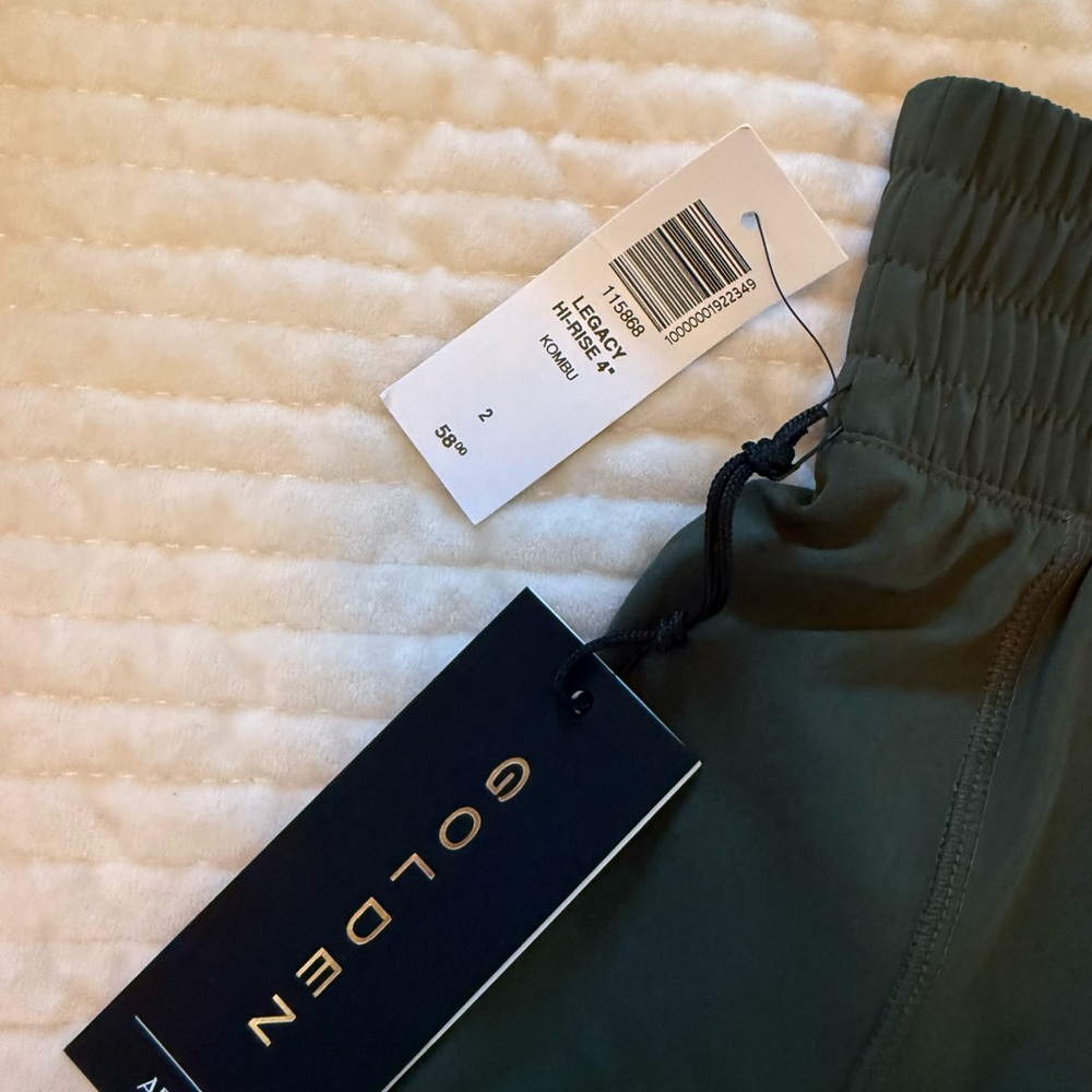 Aritzia Golden Legacy High Rise Dark Green Athletic Shorts - Picture 2 of 3